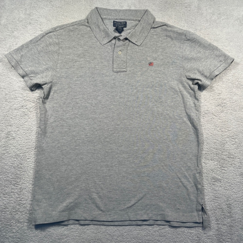 Vintage Polo Jeans Co Ralph Lauren Mesh Polo Shirt Mens L Grey RL Flag 90s Y2K